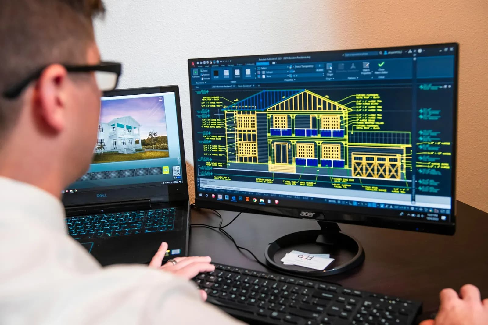 Engineer working on a CAD engineering design